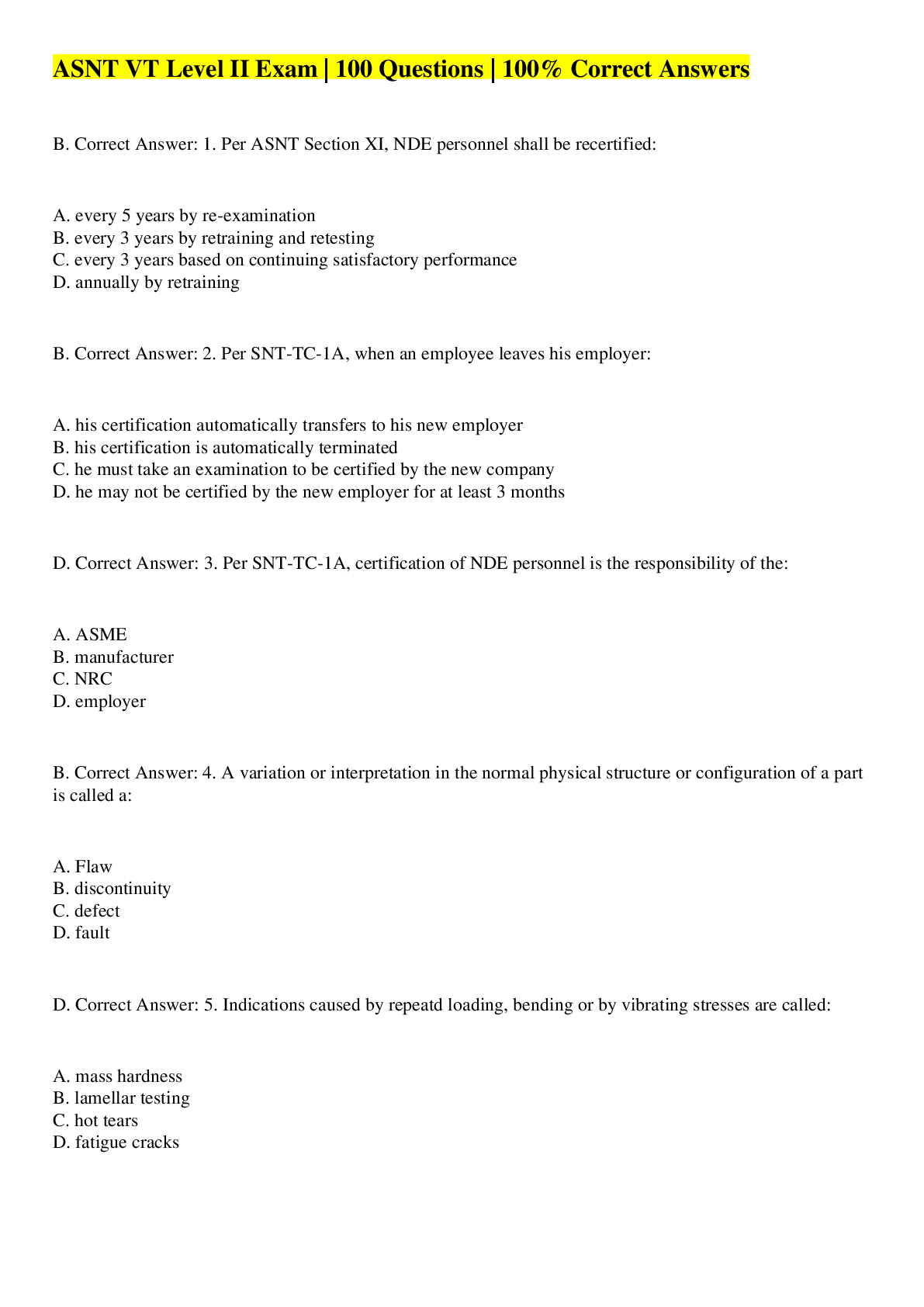 Bundle for ASNT Tests Compilation - Browsegrades